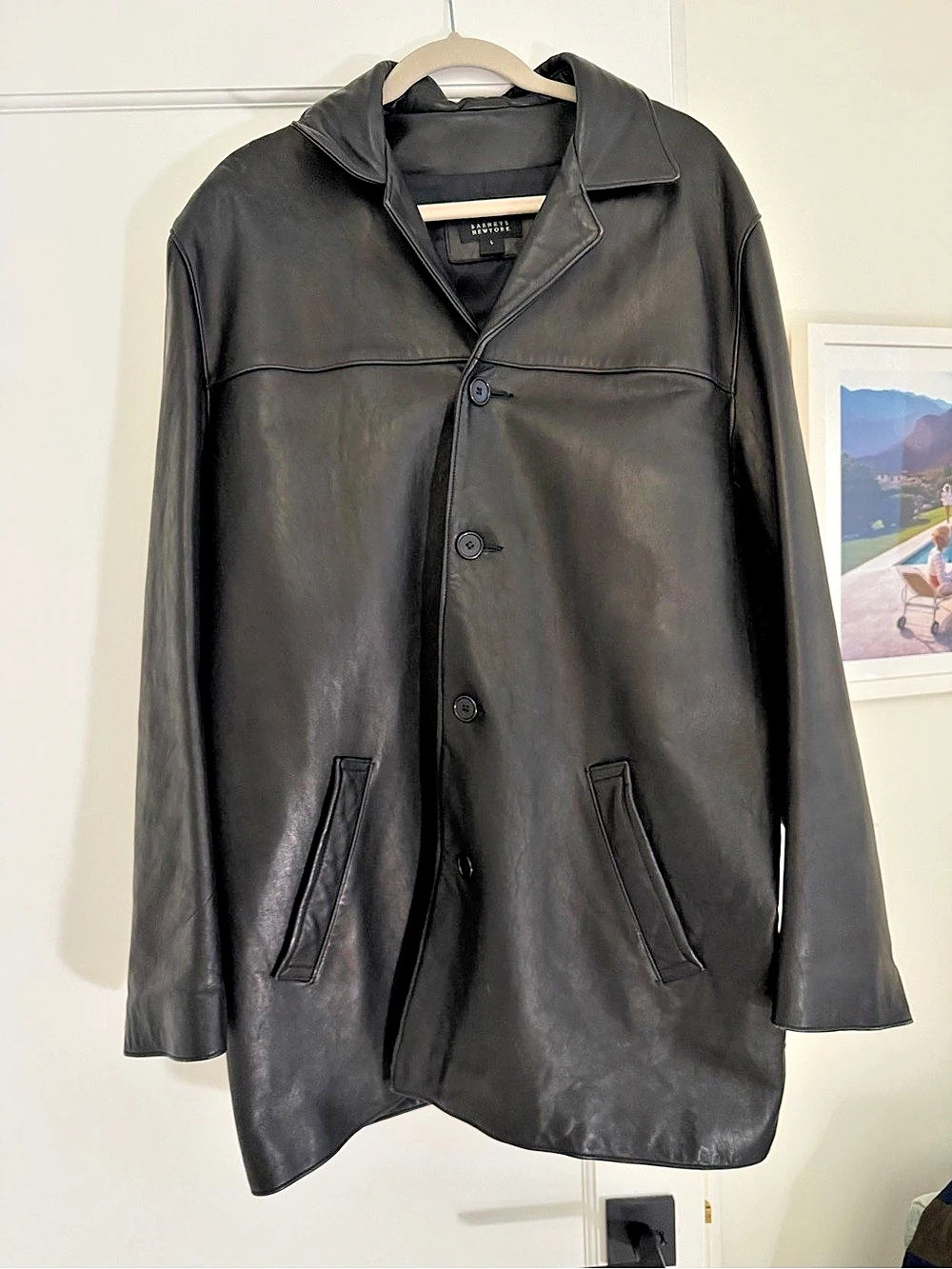 Barneys New York Leather Coat